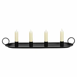 Kerzen & Kerzenhalter-Adventskranz Ø 49 cm Schwarz
