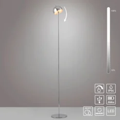 SCHÖNER WOHNEN-Kollektion Außenstehleuchten|Außenstehleuchten-Akku-Stehlampe Bellis Chrom