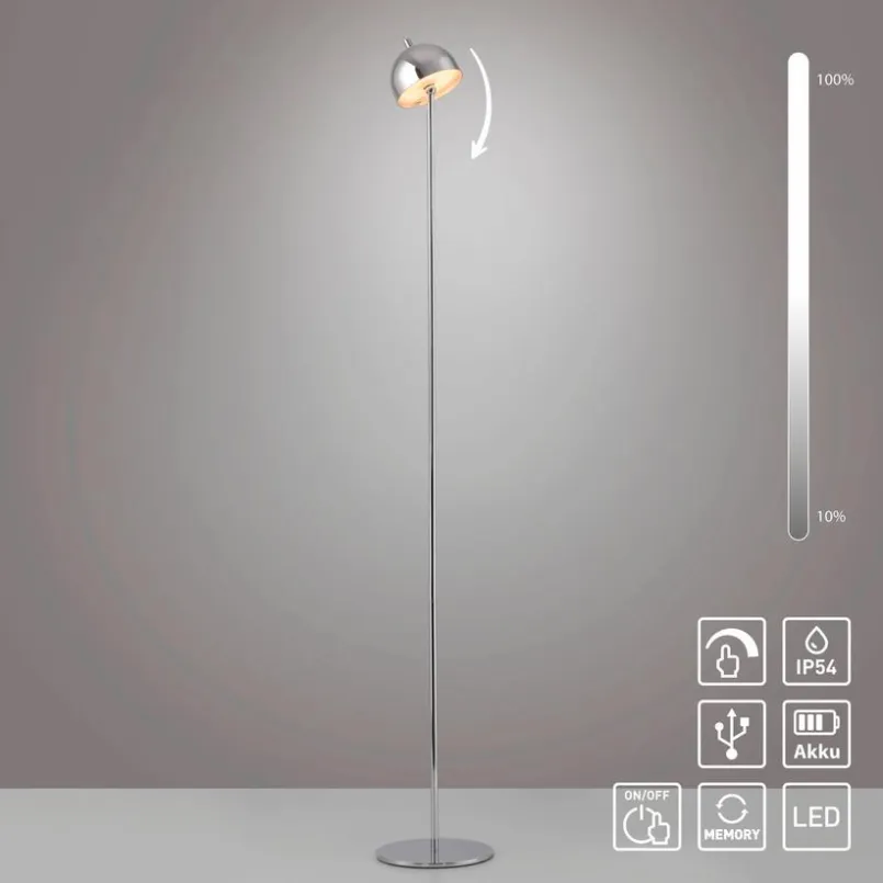 SCHÖNER WOHNEN-Kollektion Außenstehleuchten|Außenstehleuchten-Akku-Stehlampe Bellis Chrom