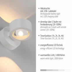 JUST LIGHT. Wandleuchten-Akku-Wandleuchte Chia Weiß