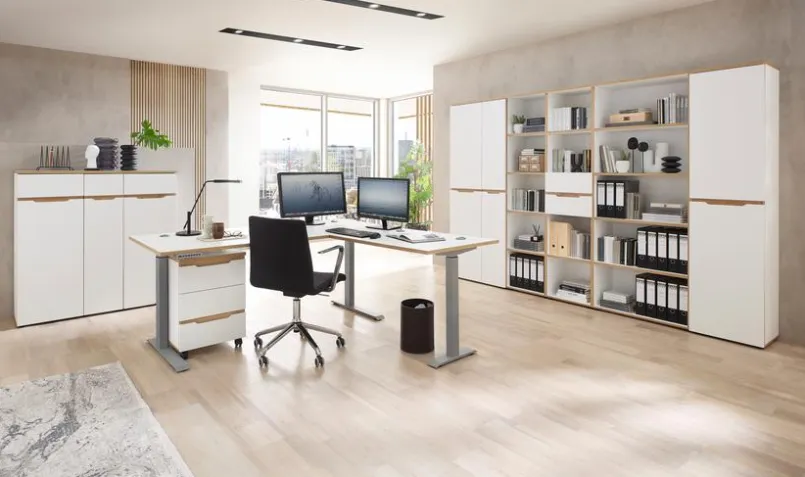 Büroschränke & Regale|Innostyle Aktenregal Memphis Weiß / Eiche