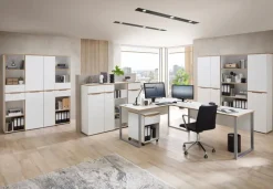 Innostyle Büroschränke & Regale-Aktenschrank Memphis Weiß / Eiche