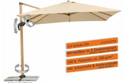 Schneider Schirme Sonnenschirme-Ampelschirm Rhodos Twist Woody 300x300cm Natur