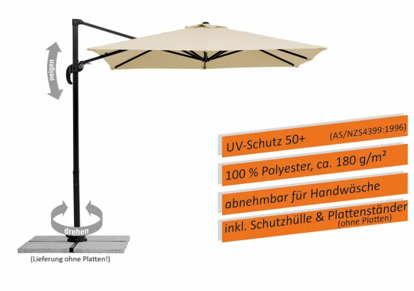 Ampelschirm Rhodos Junior 230 x 230 cm<Schneider Schirme Outlet