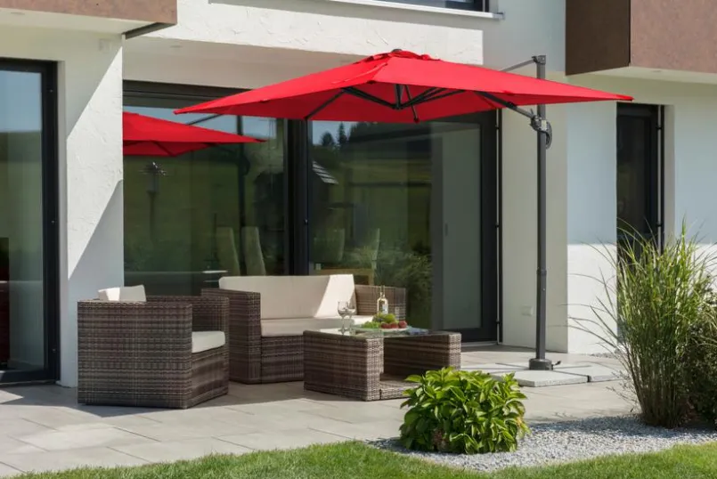 Schneider Schirme Sonnenschirme-Ampelschirm Rhodos Junior 230 x 230 cm Rot