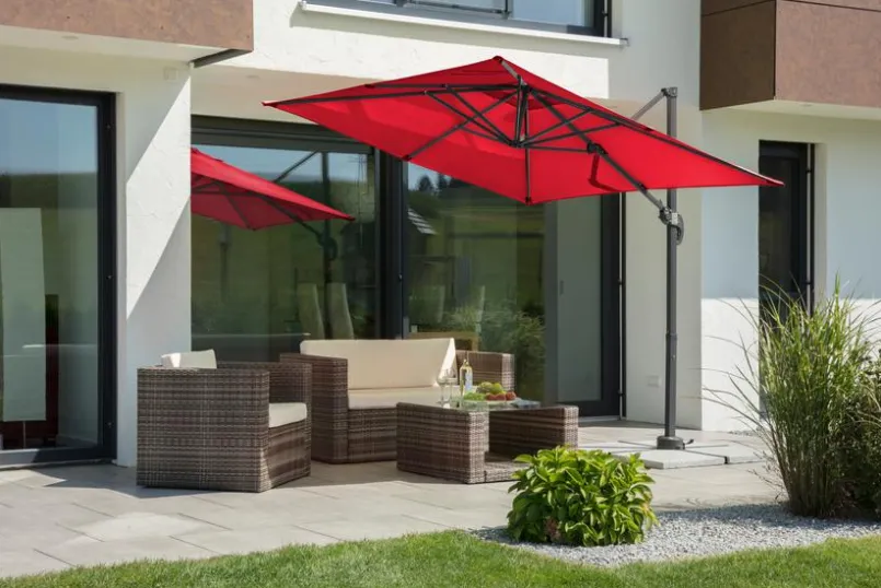 Schneider Schirme Sonnenschirme-Ampelschirm Rhodos Junior 230 x 230 cm Rot