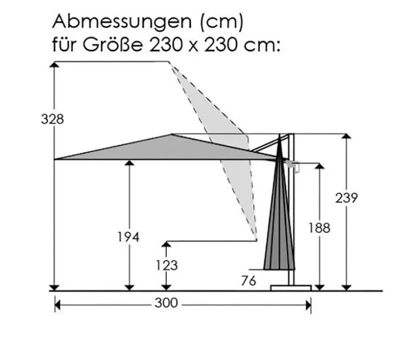 Schneider Schirme Sonnenschirme-Ampelschirm Rhodos Junior 230 x 230 cm Rot