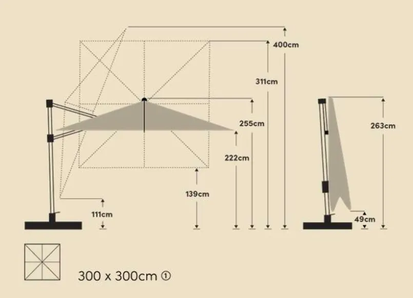 Sonnenschirme|Glatz Ampelschirm Varioflex 300 x 300 cm Beige