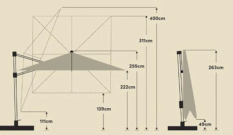 Ampelschirm Varioflex 300 x 300 cm<Glatz Best