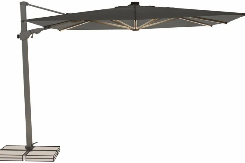 Sonnenschirme|Glatz Ampelschirm Varioflex LED 300 x 300 cm Grau