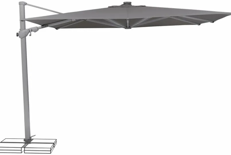 Sonnenschirme|Glatz Ampelschirm Varioflex LED 300 x 300 cm Grau