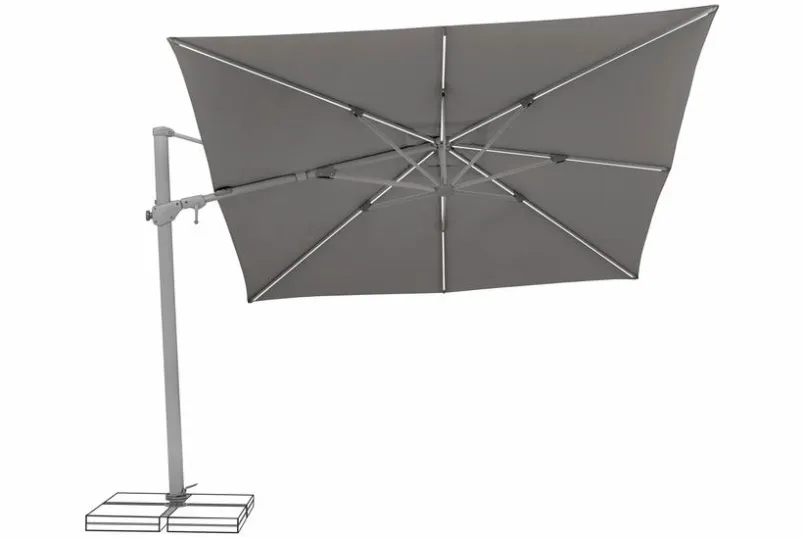 Sonnenschirme|Glatz Ampelschirm Varioflex LED 300 x 300 cm Grau