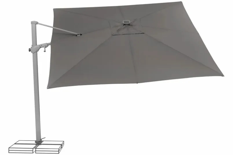 Sonnenschirme|Glatz Ampelschirm Varioflex LED 300 x 300 cm Grau