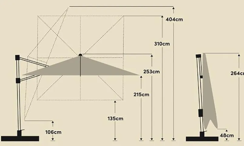 Sonnenschirme|Glatz Ampelschirm Varioflex LED 300 x 300 cm Grau