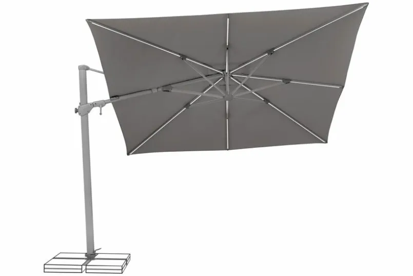 Sonnenschirme|Glatz Ampelschirm Varioflex LED 300 x 300 cm Grau