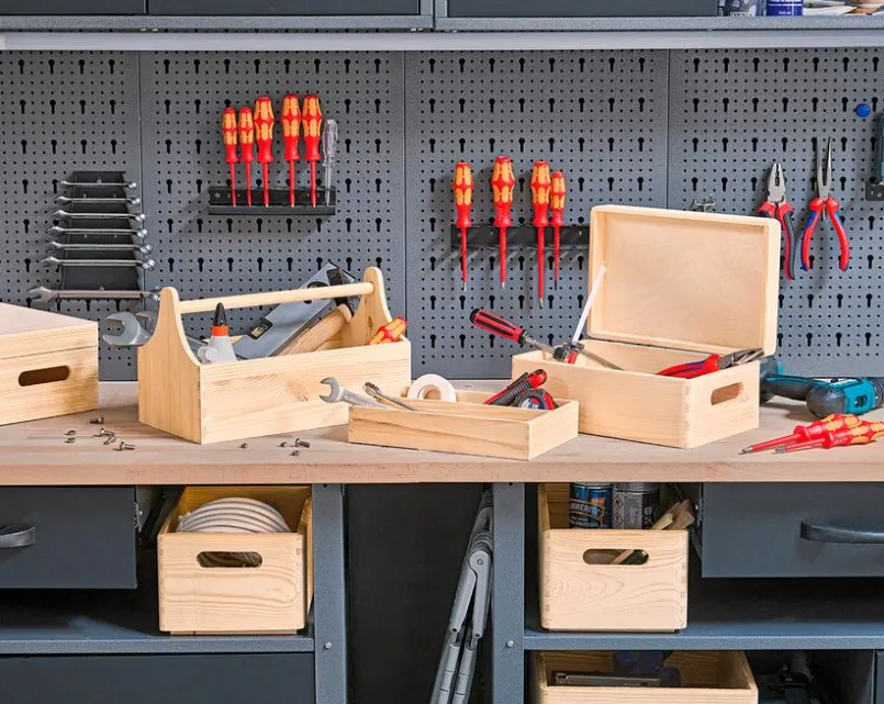 Aufbewahrungsboxen & Behälter|Aufbewahrungsboxen & Behälter-Aufbewahrungsbox Werkzeug 34 x 20,5 cm Hellbraun