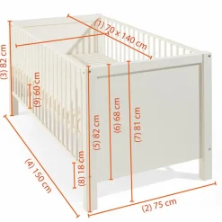 WIMEX Babybetten|Babybetten-Babybett Filou 70 x 140 cm Weiß