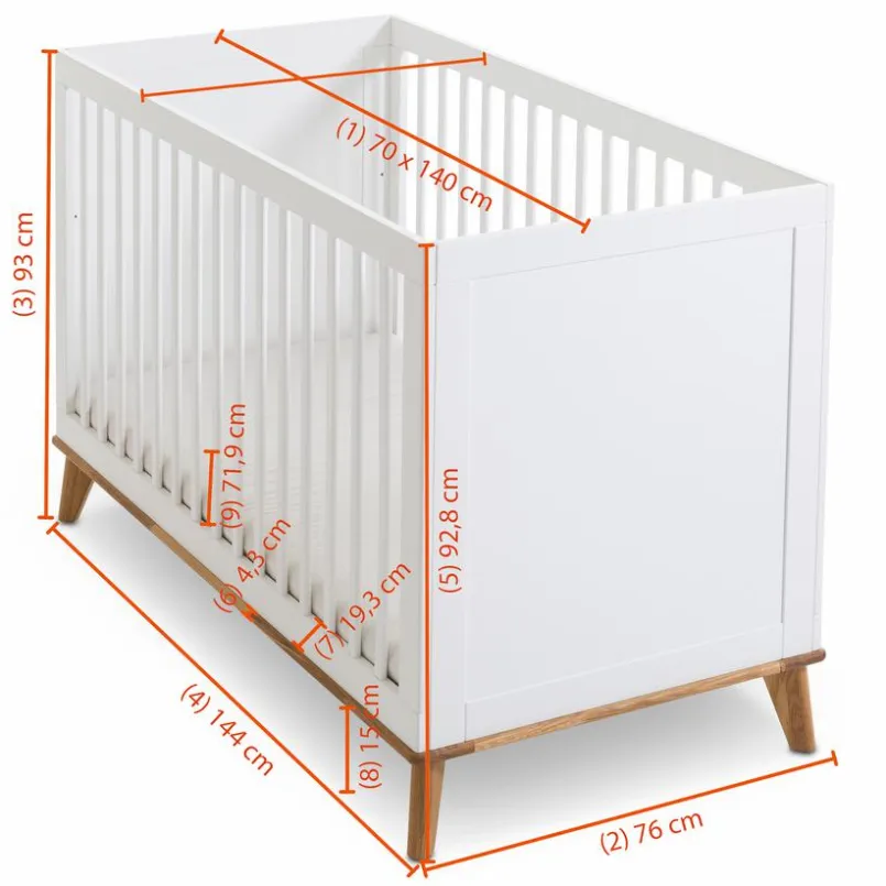 Babybetten|Babybetten|Portobello Babybett Vivo 70 x 140 cm Weiß