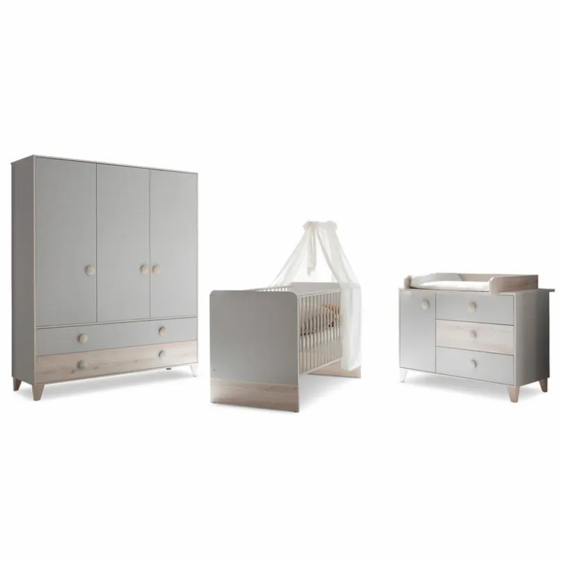 Babyzimmer-Komplettsets|Babyzimmer-Komplettsets|BEGABINO Babyzimmer-Set Fien 3tlg. Ashgrey
