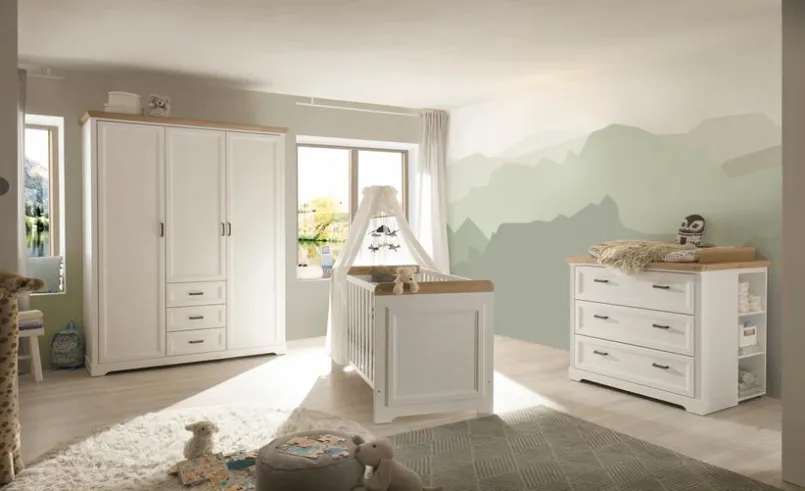 Babyzimmer-Komplettsets|Babyzimmer-Komplettsets|BEGABINO Babyzimmer-Set Jasmin 3tlg. Weiß