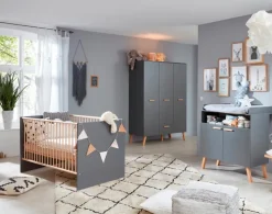 trendteam Babyzimmer-Komplettsets|Babyzimmer-Komplettsets-Babyzimmer-Set Mats 3tlg. Grau