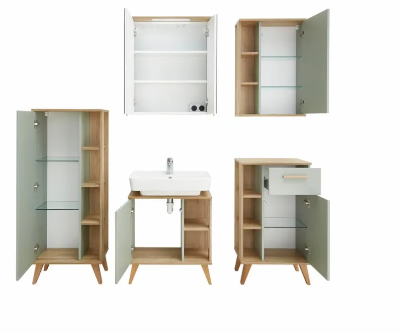 Pelipal Badezimmer-Komplettsets-Badmöbel-Set Quick 963 Salbei