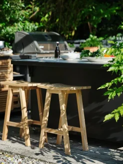 Gartenhocker Und Fußablagen|Brafab Barhocker Keros Teak