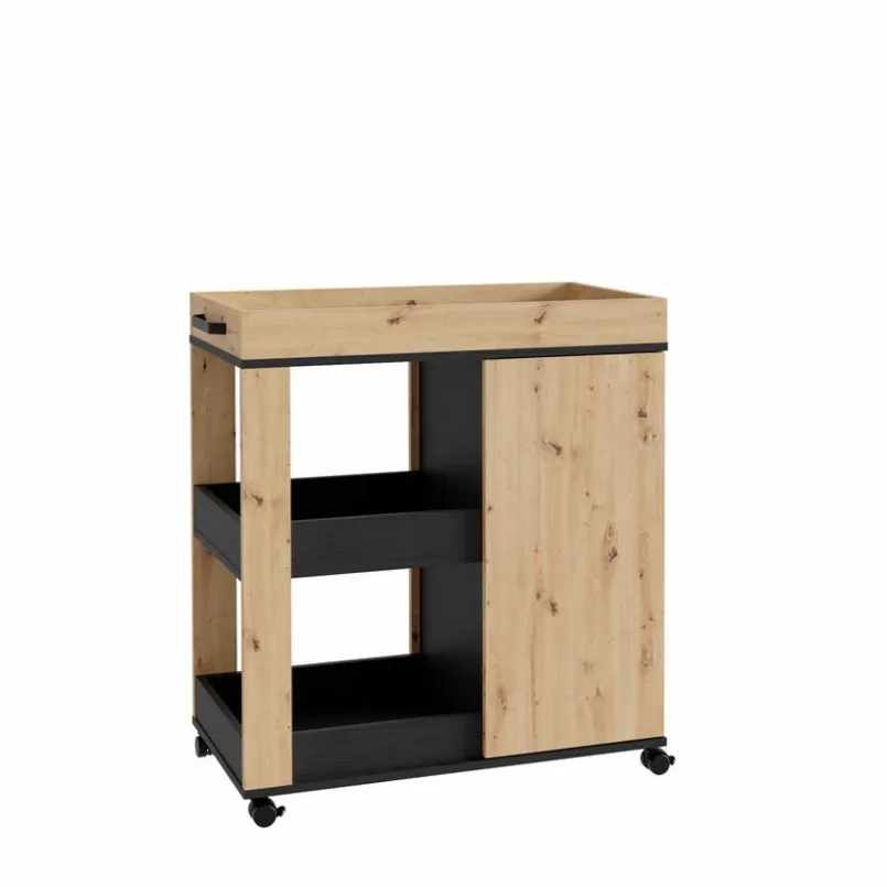 FORTE Servierwagen-Barschrank Home Bar Eiche