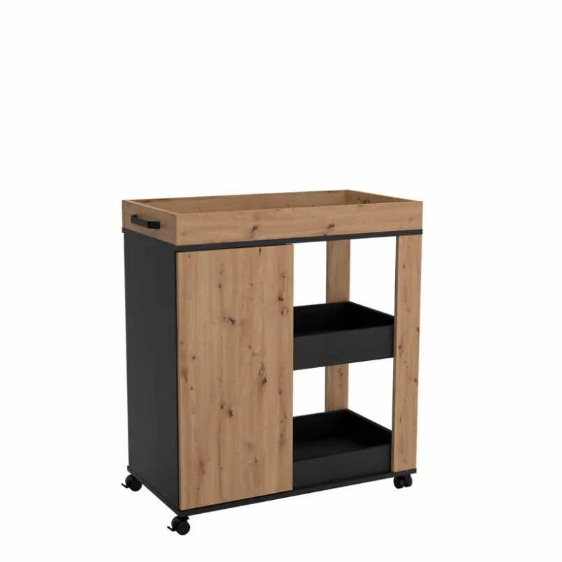 FORTE Servierwagen-Barschrank Home Bar Eiche