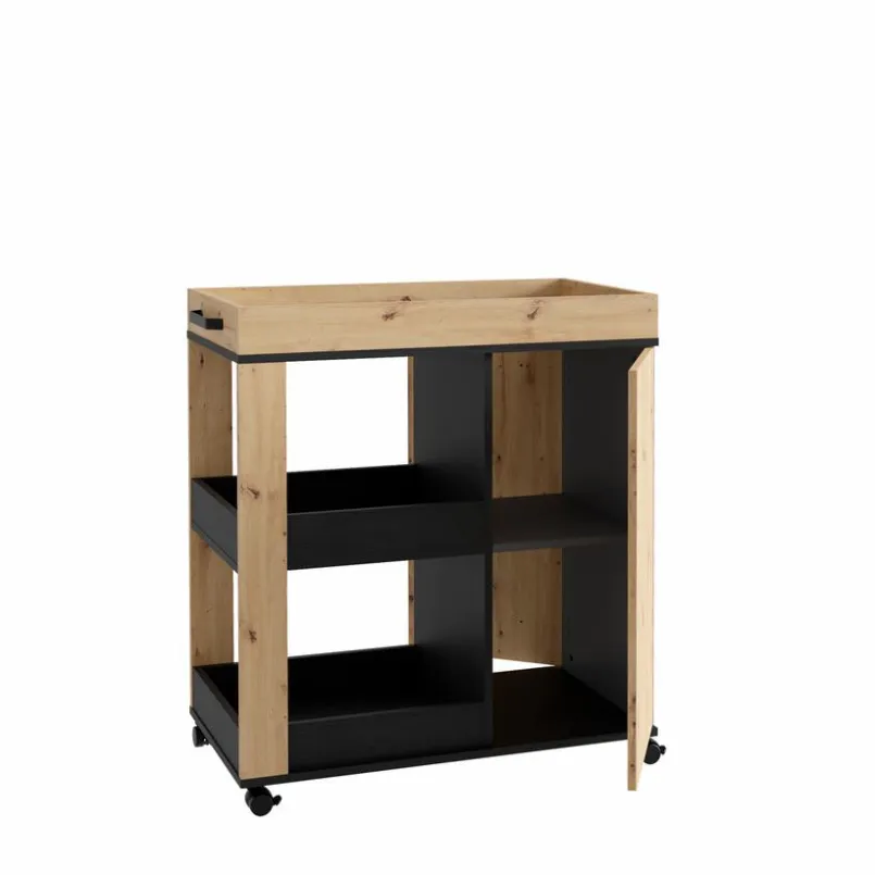 FORTE Servierwagen-Barschrank Home Bar Eiche