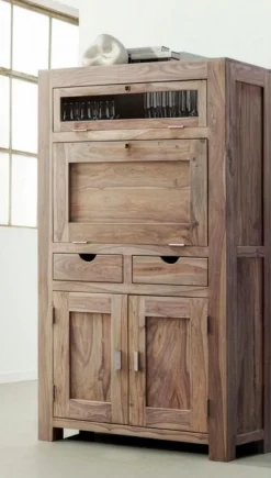 Bartische|Kommoden|WOLFMÖBEL Barschrank Yoga 6469 Sheesham