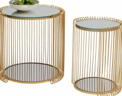 KARE DESIGN Couchtische-Beistelltisch Wire Double 87673 2er Set Messing