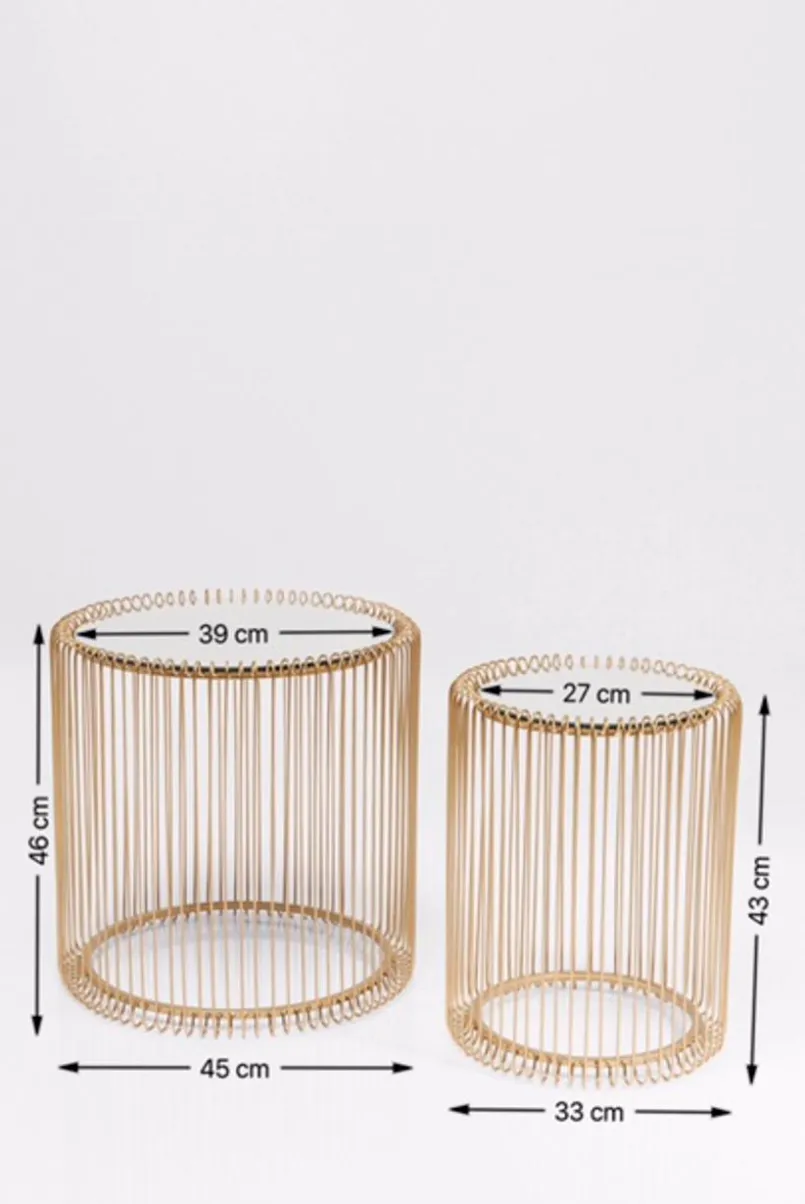 KARE DESIGN Couchtische-Beistelltisch Wire Messing 83457 2er Set Gold