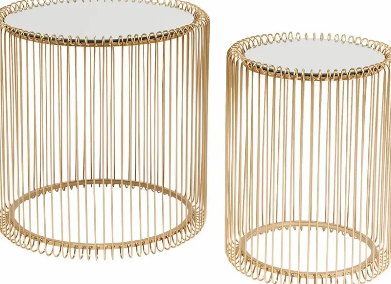KARE DESIGN Couchtische-Beistelltisch Wire Messing 83457 2er Set Gold