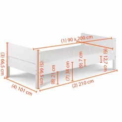 Bett White 90 x 200 cm<Flexa Discount