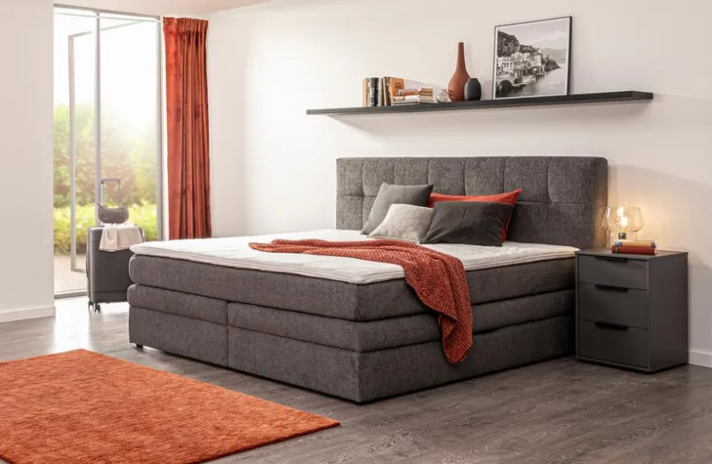 Betten| Boxspringbett Amy 180 x 200 cm Dunkelgrau