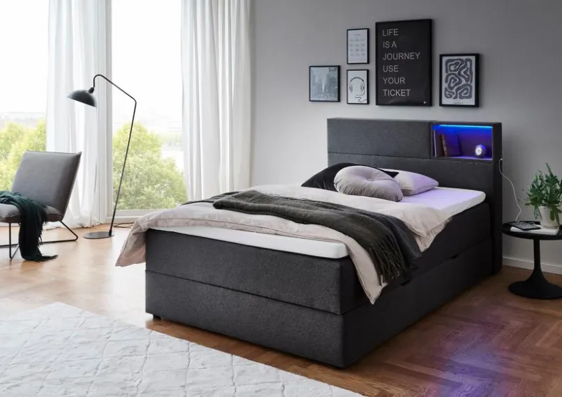 meise.möbel Jugendbetten|Jugendbetten-Boxspringbett Caja 120 x 200 cm Anthrazit