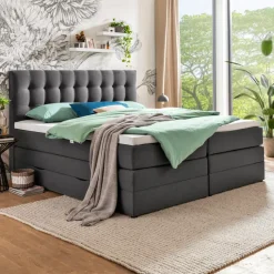 Betten|Ergodream Boxspringbett Lund 180 x 200 cm Dunkelgrau