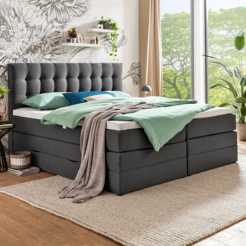 Betten|Ergodream Boxspringbett Lund 180 x 200 cm Dunkelgrau