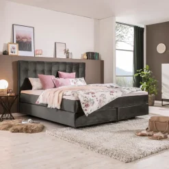 Betten|Ergodream Boxspringbett Lund 200 x 200 cm Grau