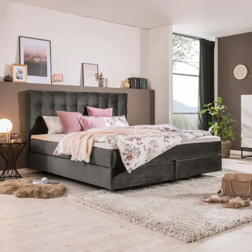 Betten|Ergodream Boxspringbett Lund 200 x 200 cm Grau