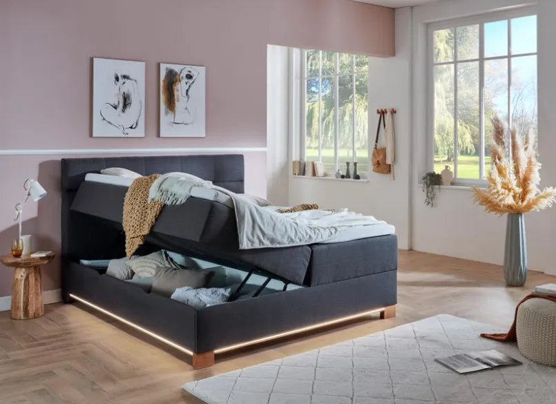 meise.möbel Betten-Boxspringbett Rimini 180 x 200 cm Anthrazit