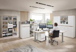 Büroschränke & Regale|Innostyle Büroschrank Memphis Weiß / Eiche