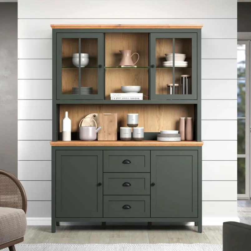 trendteam Vitrinen-Buffet Stanton Tannengrün