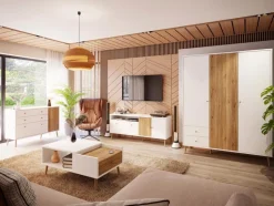 FORTE Couchtische-Couchtisch Harllson Weiß / Eiche