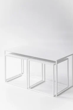 Metallbude Couchtische-Couchtisch-Set Tre Semnia Weiß