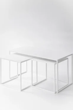 Metallbude Couchtische-Couchtisch-Set Tre Semnia Weiß