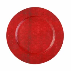 Tischdeko|Dekorationsartikel-Deko-Teller Lederoptik Ø 33 cm Rot