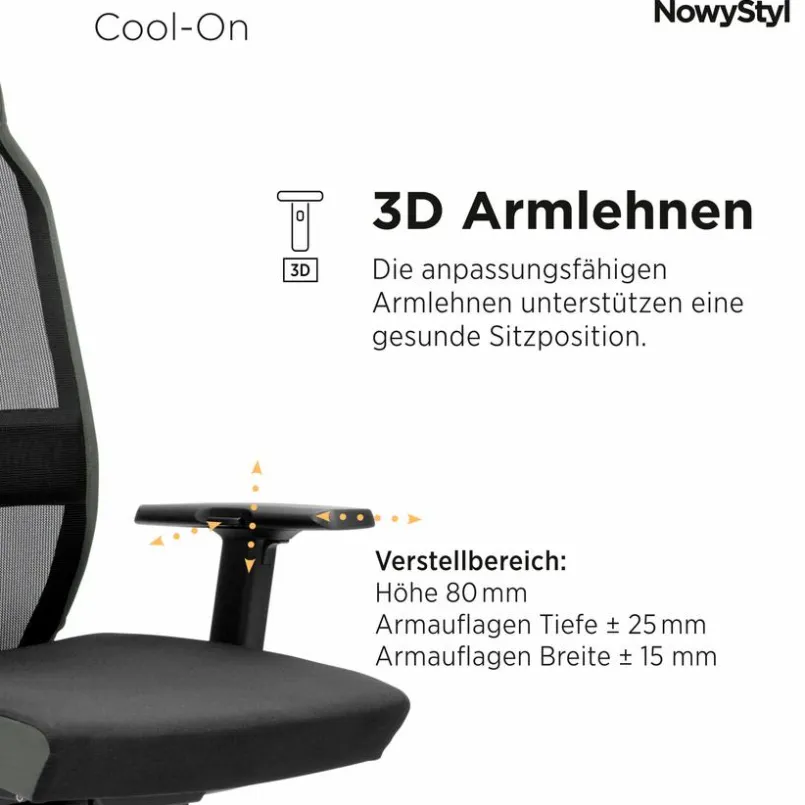 NowyStyl Bürostühle-Drehstuhl Cool-On Schwarz / Grau