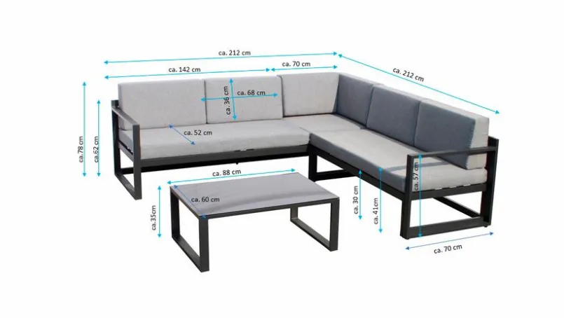 Loungemöbel-Sets| Ecklounge Cascano 3tlg. Weiß